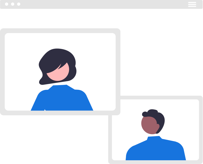 Duas pessoas conversam por video chamada simbolizando o cuidado com saúde, prevenção e bem-estar do Einstein por meio da atuação nas TeleAMEs Duas pessoas conversam por video chamada simbolizando o cuidado com saúde, prevenção e bem-estar do Einstein por meio da atuação nas TeleAMEs