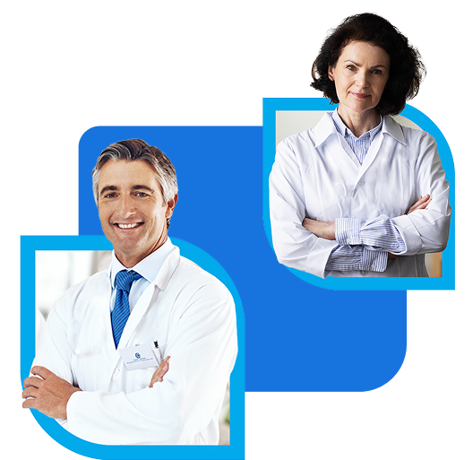 Imagem de dois médicos representando o corpo clínico do Einstein Imagem de dois médicos representando o corpo clínico do Einstein
